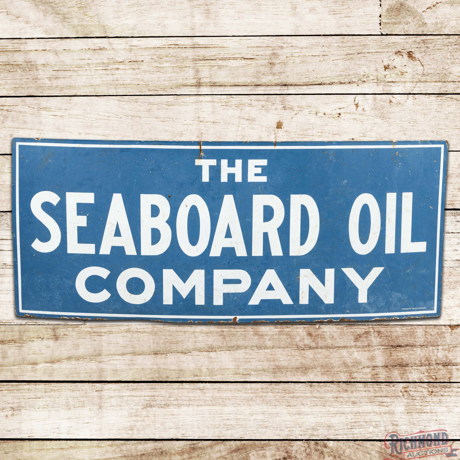 Scarce The Seaboard Oil Company Pure WocoPep 6' Single Sided Porcelain Sign: SSP (Single Sided Porcelain) sign has good color and gloss. The display is cloudy with small chips and areas of surface wear. The perimeter has chips with crazing along the upper edges. Marked