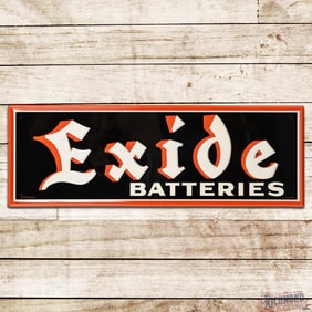 Superb 1954 Exide Batteries Horizontal Emb. Single Sided Tin Sign