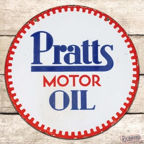 Pratts Motor Oil 21" Double Sided Porcelain Sign