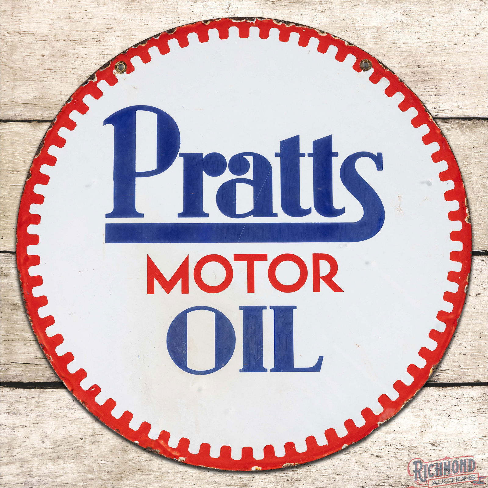 Pratts Motor Oil 21" Double Sided Porcelain Sign (1 of 3)