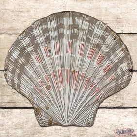 Shell Die Cut 24" Single Sided Porcelain Advertising Sign