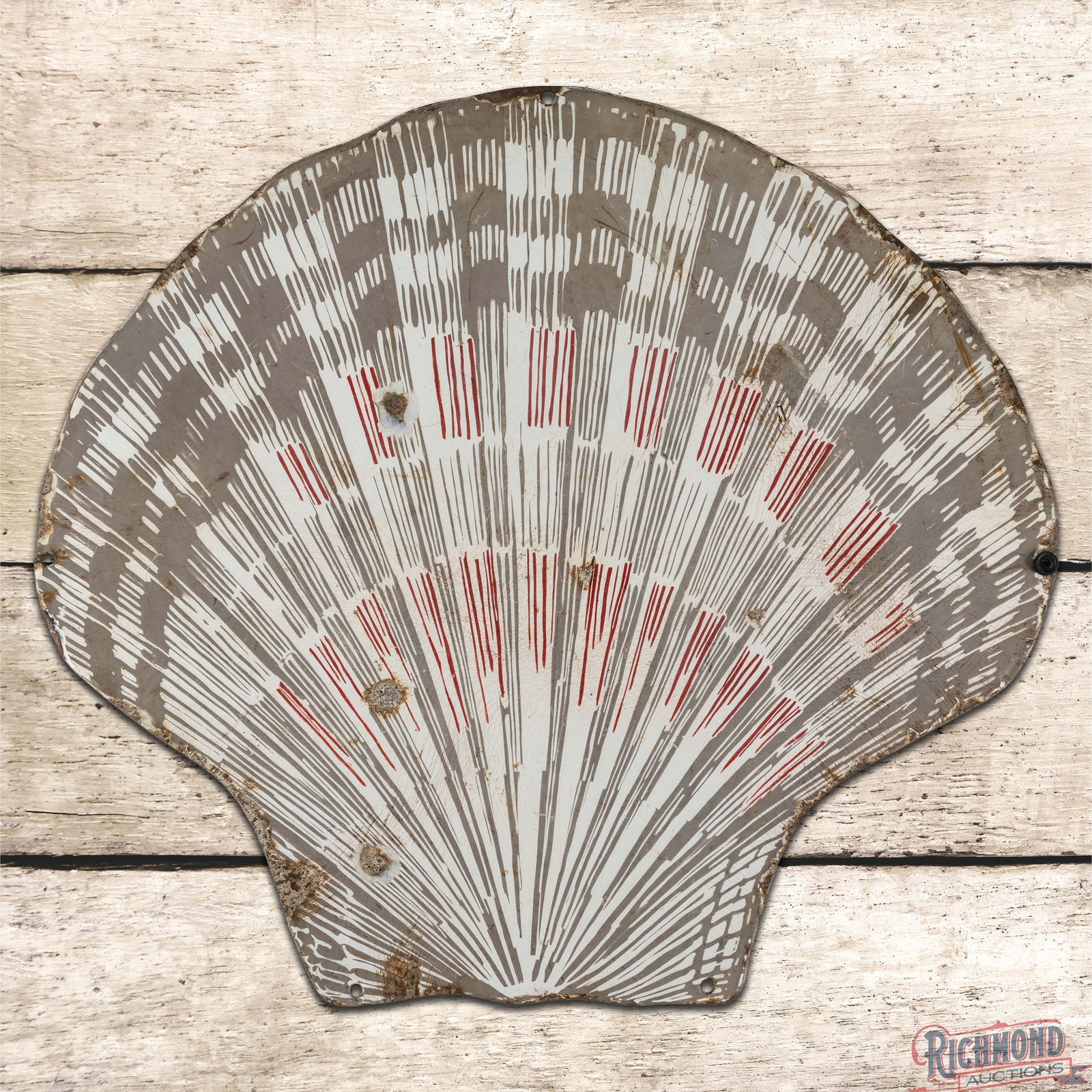 Shell Die Cut 24" Single Sided Porcelain Advertising Sign (1 of 3)