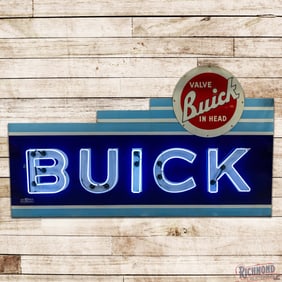 Buick Valve in Head 7.5' Die Cut Single Sided Porcelain Factory Neon Sign w/ Logo