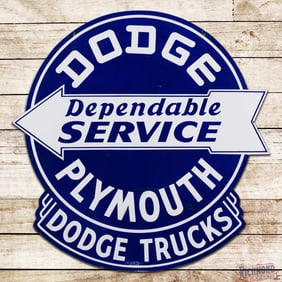 Dodge Plymouth Trucks Dependable Service 48" Die Cut Double Sided Porcelain Sign w/ Arrow
