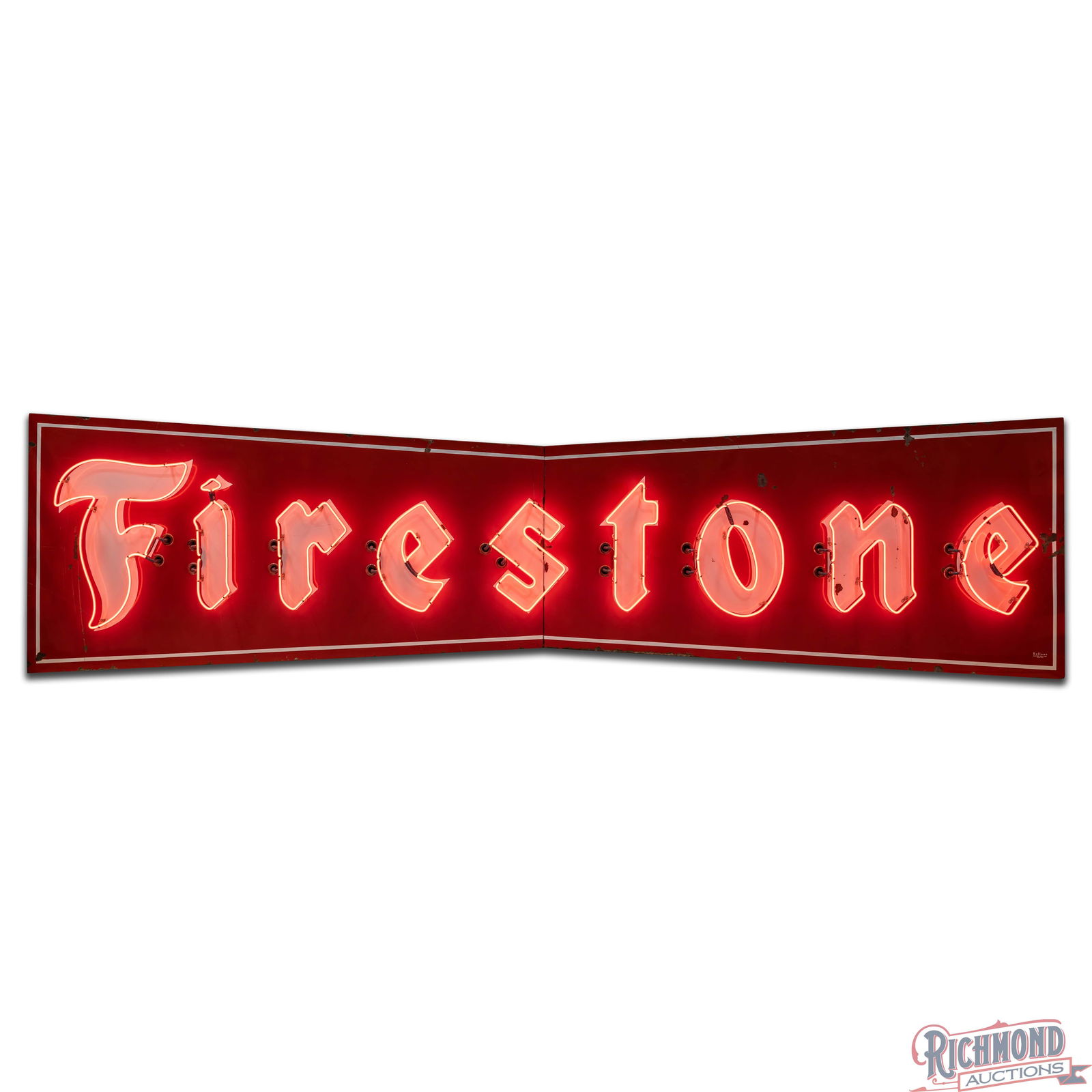 Firestone Tires 15.5' Die Cut Single Sided Porcelain Factory Neon Sign - 2