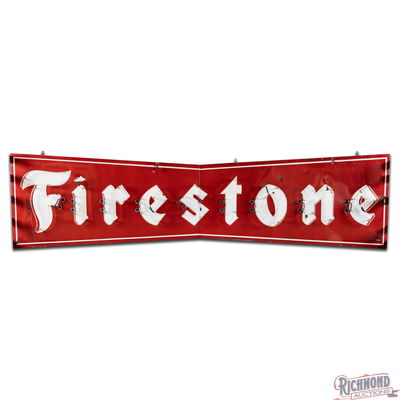 Firestone Tires 15.5' Die Cut Single Sided Porcelain Factory Neon Sign - 3