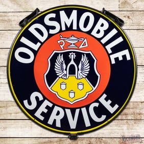 Oldsmobile Service 42" Double Sided Porcelain Crest Logo Sign w/ Ring