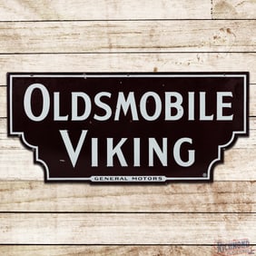 General Motors Oldsmobile Viking 5' Double Sided Porcelain Die Cut Sign