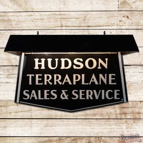 Exceptional Hudson Terraplane Sales & Service Die Cut Double Sided Porcelain Sign w/ Lighted Hood