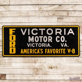 NOS 1958 Ford America's Favorite V-8 Victoria Motor Co. 10' Single Sided Tin Reflective Sign