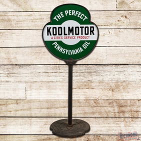 Amazing Cities Service Koolmotor "The Perfect Pennsylvania Oil" Double Sided Porcelain Curb Sign