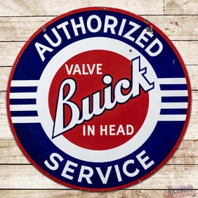 Buick Authorized Service "Valve in Head" 42" Double Sided Porcelain Sign "Small Logo"