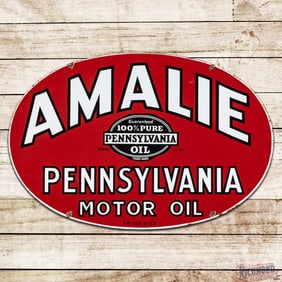 Fantasitc Amalie 100% Pure Pennsylvania Motor Oil Double Sided Porcelain Sign w/ Logo