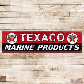 Texaco Marine Products 8' Single Sided Porcelain Sign w/ Logo "White T"
