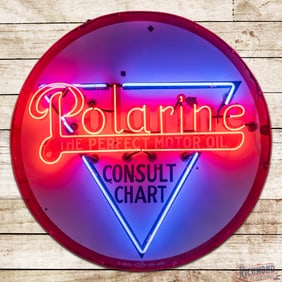 Polarine "The Perfect Motor Oil" Consult Chart 42" Single Sided Porcelain Neon Sign