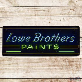 Lowe Brothers Paints Emb. Double Sided Porcelain Factory Neon Sign