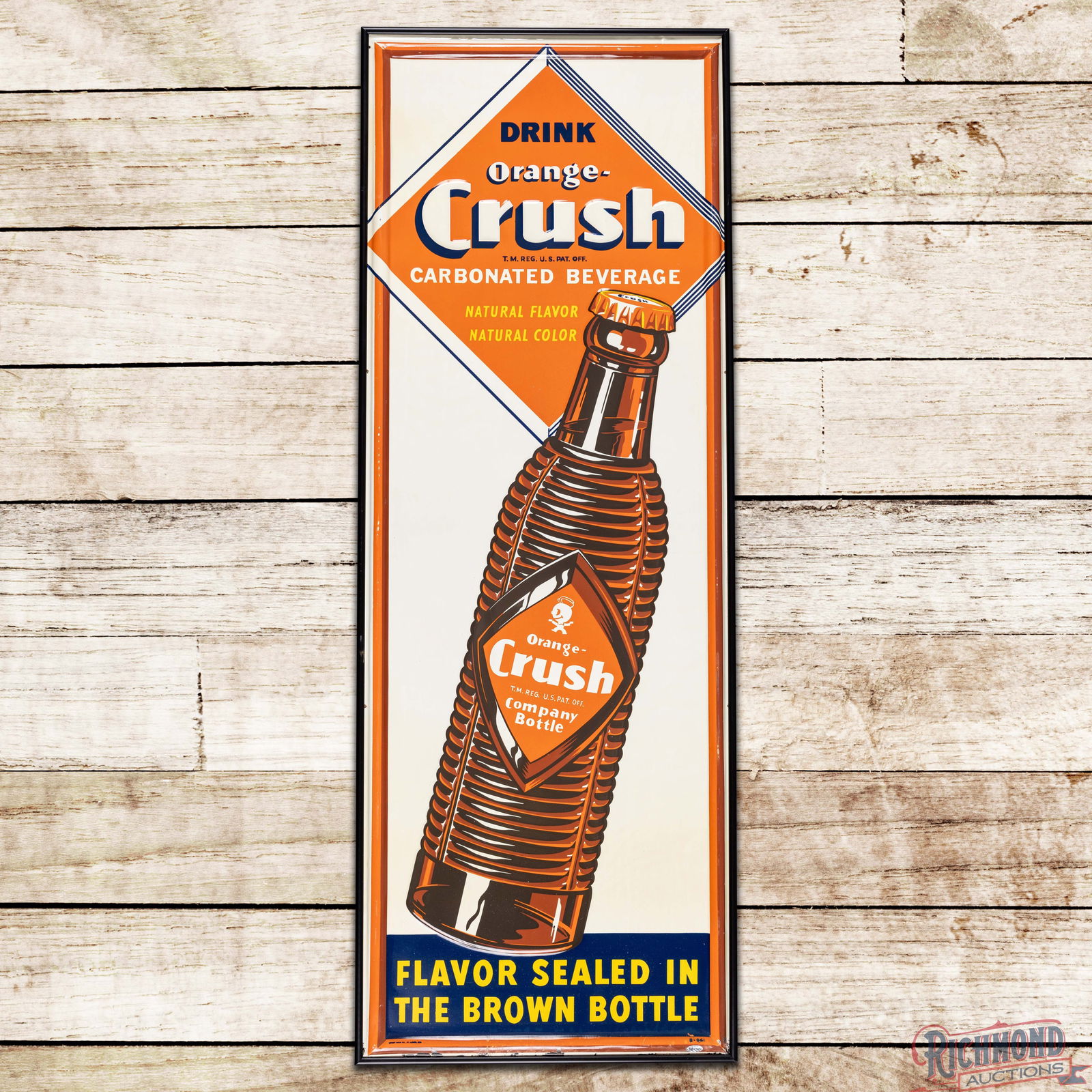 Fantastic Drink Orange Crush 4' Emb. Single Sided Tin Sign w/ Crushy & Krinkle Bottle (1 of 3)
