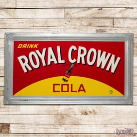 1941 Drink RC Royal Crown Cola "A Product of Nehi Corp" Emb. Single Sided Tin Sign w/ Bottle