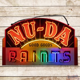 NU-DA "Good Goods" Paints Die Cut 3' Single Sided Porcelain Neon Sign
