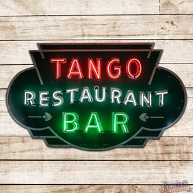 Tango Restaurant Bar Die Cut 6' Single Sided Porcelain Factory Neon Sign