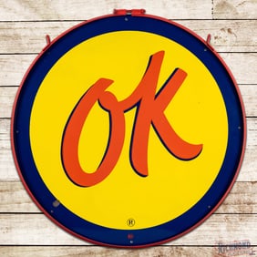 OK Chevrolet 36" Single Sided Porcelain Logo Sign w/ Ring