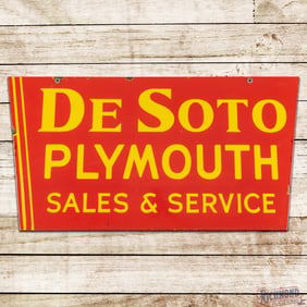 DeSoto Plymouth Sales & Service Die Cut Double Sided Porcelain Sign