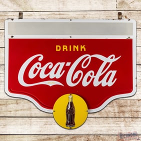 1938 Drink Coca Cola 5' Double Sided Porcelain Multipiece ID Sign w/ Bottles