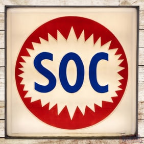 Rare SOC Southland Oil Company 48" Embossed Service Station Single Sided Lighted Sign