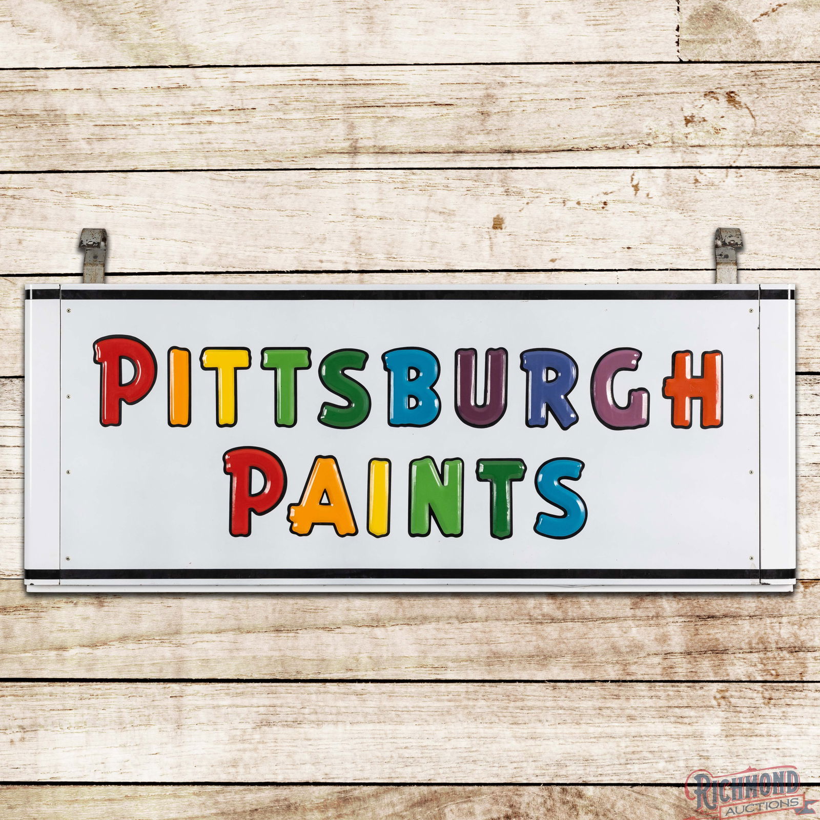 Outstanding Pittsburgh Paints 6' Embossed Double Sided Porcelain Sign w/ Hangers (1 of 3)