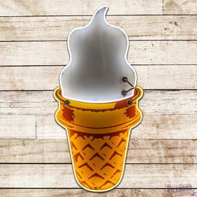 Ice Cream Cone Die Cut 5' Single Sided Porcelain Factory Neon Sign