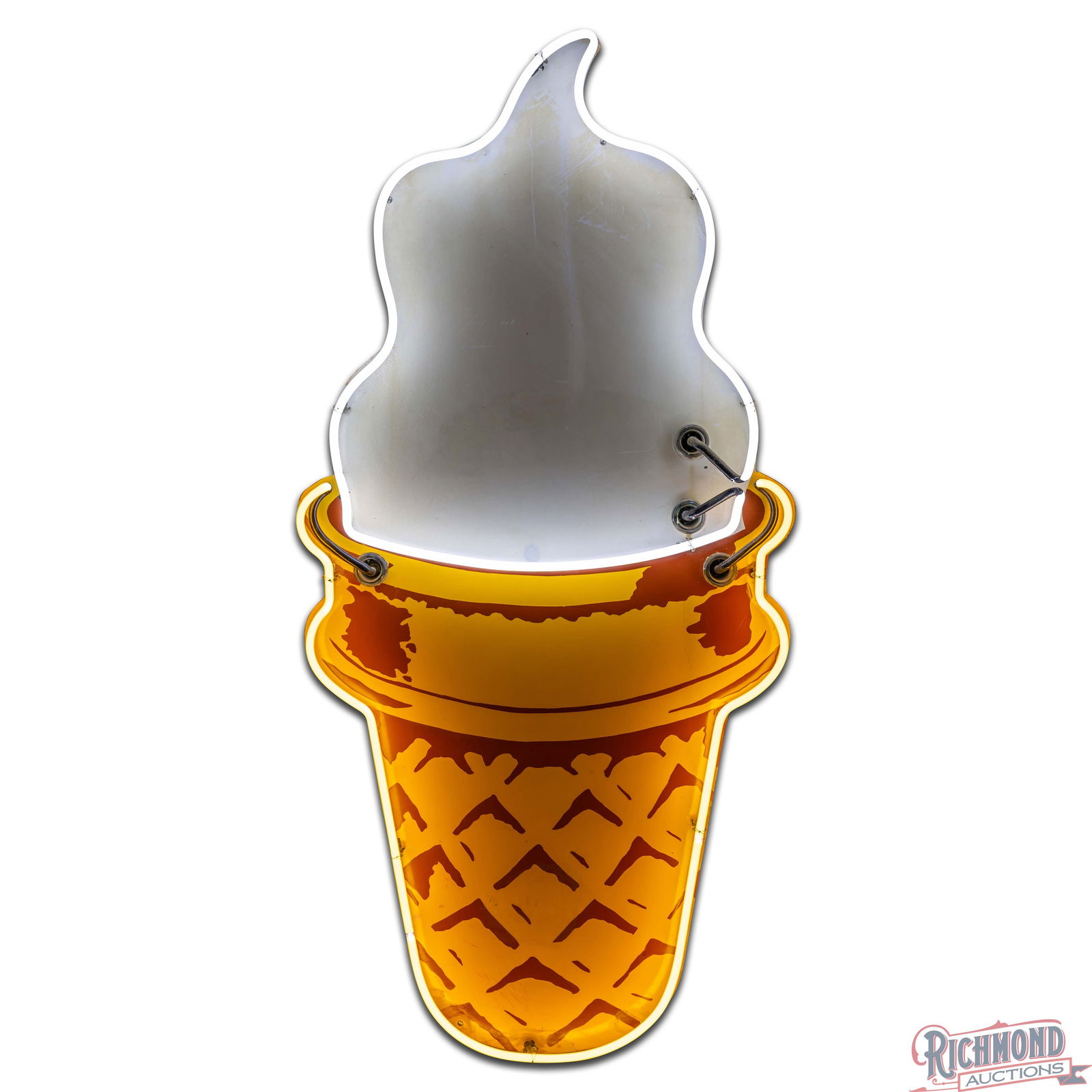 Ice Cream Cone Die Cut 5' Single Sided Porcelain Factory Neon Sign - 2