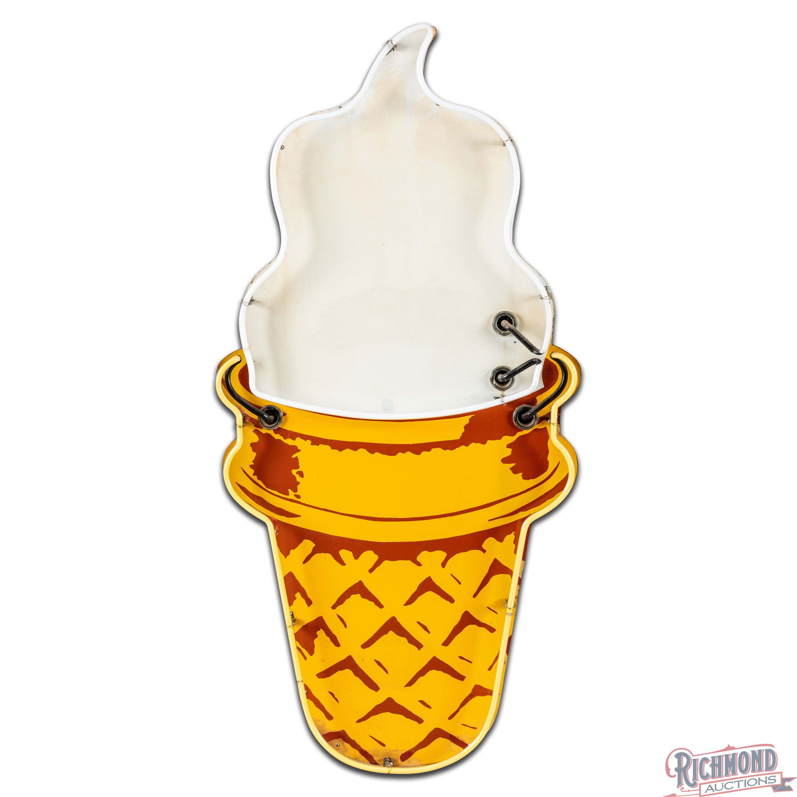 Ice Cream Cone Die Cut 5' Single Sided Porcelain Factory Neon Sign - 3