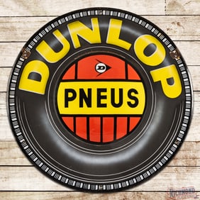 Dunlop Pneus Tires 39" Domed Tire Shaped Sign w/ Logo