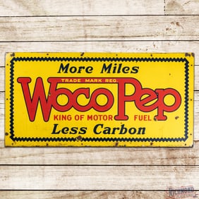 WocoPep Gasoline "King of Motor Fuel" 5' Double Sided Porcelain Sign
