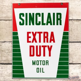 Striking 1953 Sinclair Extra Duty Motor Oil Double Sided Porcelain Sign