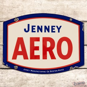 Exceptional Jenney Aero Gasoline Single Sided Porcelain Pump Plate Sign