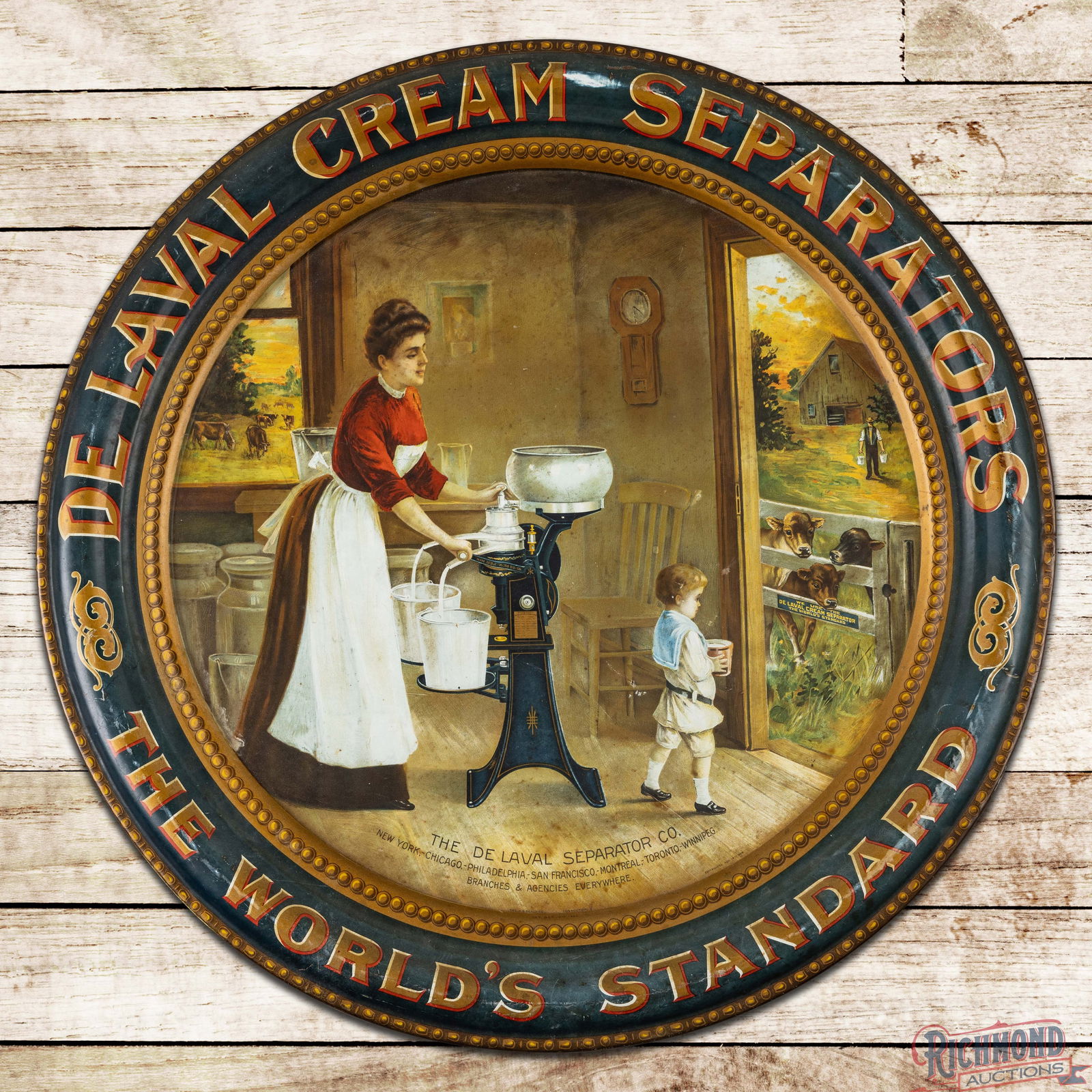 DeLaval Cream Separators "The World's Standard" Single Sided Tin Lithograph Sign (1 of 3)