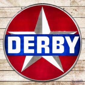 Derby Gasoline Service Station 6' Emb. Lighted ID Sign w/ Star Logo