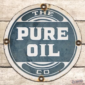 Scarce The Pure Oil Company 8" Single Sided Porcelain Sign