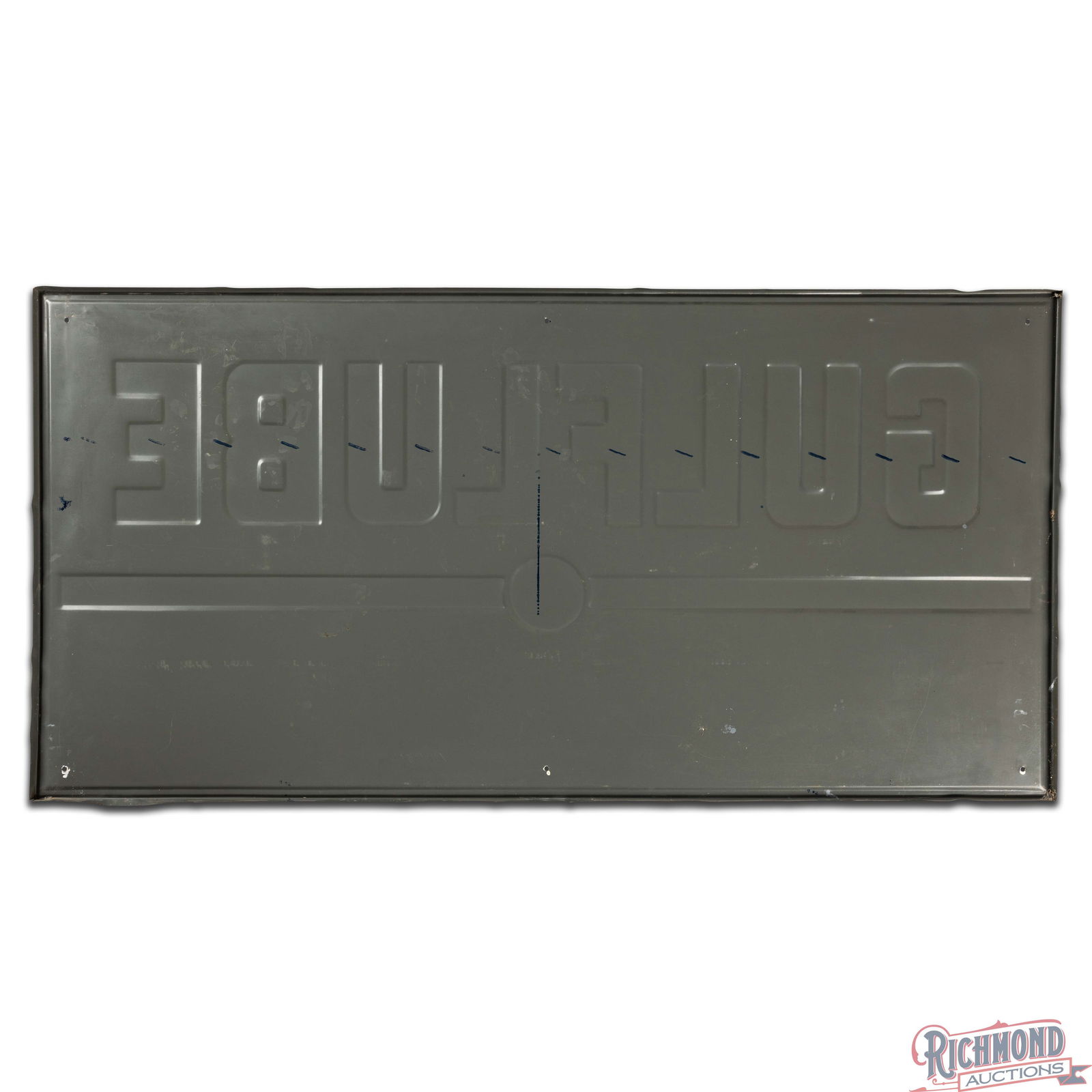 1946 Gulflube The High Mileage Motor Oil Multi-Sol Processed Emb. 4' Single Sided Tin Sign w/ Logo - 3