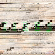 Impressive TIRES 3-Dimensional 7' Horizontal Factory Neon Sign: SSP (Single Sided Porcelain) 3D factory neon letters mounted on a porcelain and metal can have excellent color and gloss. The letters have clean fields with minor edge wear and four small added mounti