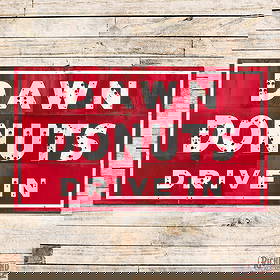 Dawn Donuts Drive In Single Sided Porcelain Factory Neon Sign Skin: SSP (Single Sided Porcelain) multi-piece factory neon sign skins have very good color and gloss. The skins display well with chips, non-factory holes and areas of discoloration in the fields. The peri