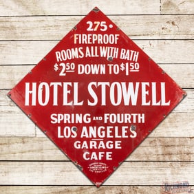 Hotel Stowell 275 Fireproof Rooms Los Angeles Garage Cafe 51" Single Sided Porcelain Sign