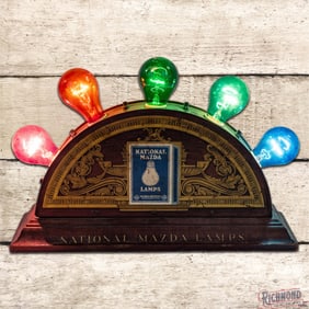 National Mazda Lamps Tin Litho Countertop Advertising Display