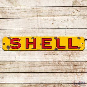 Shell Motor Oil 33" Single Sided Porcelain Tanker Truck Sign
