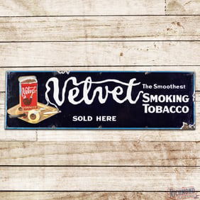 Velvet The Smoothest Smoking Tobacco Sold Here Single Sided Porcelain Sign