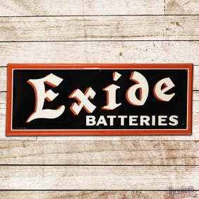 1948 Exide Batteries Emb. Single Sided Tin Sign