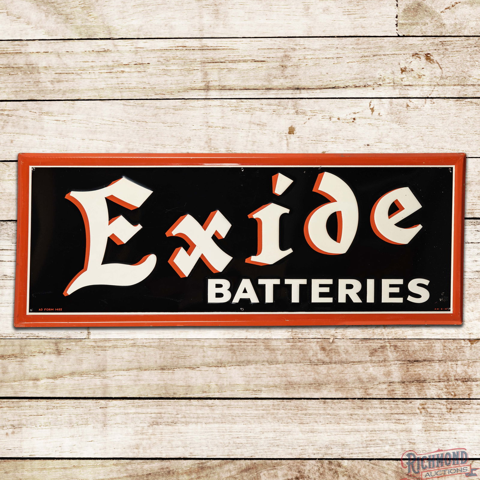 1948 Exide Batteries Emb. Single Sided Tin Sign (1 of 3)