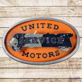 United Motors Service Countertop Lighted 3D Advertising Sign w/ Early Automobile