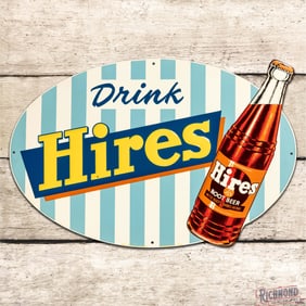 Striking Drink Hires Root Beer Die Cut Emb. Single Sided Tin Sign